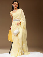 Thumbnail for NOZ2TOZ Women's Chiffon Yellow Embellished Designer Saree With Blouse Piece - Distacart