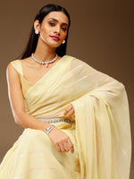 Thumbnail for NOZ2TOZ Women's Chiffon Yellow Embellished Designer Saree With Blouse Piece - Distacart