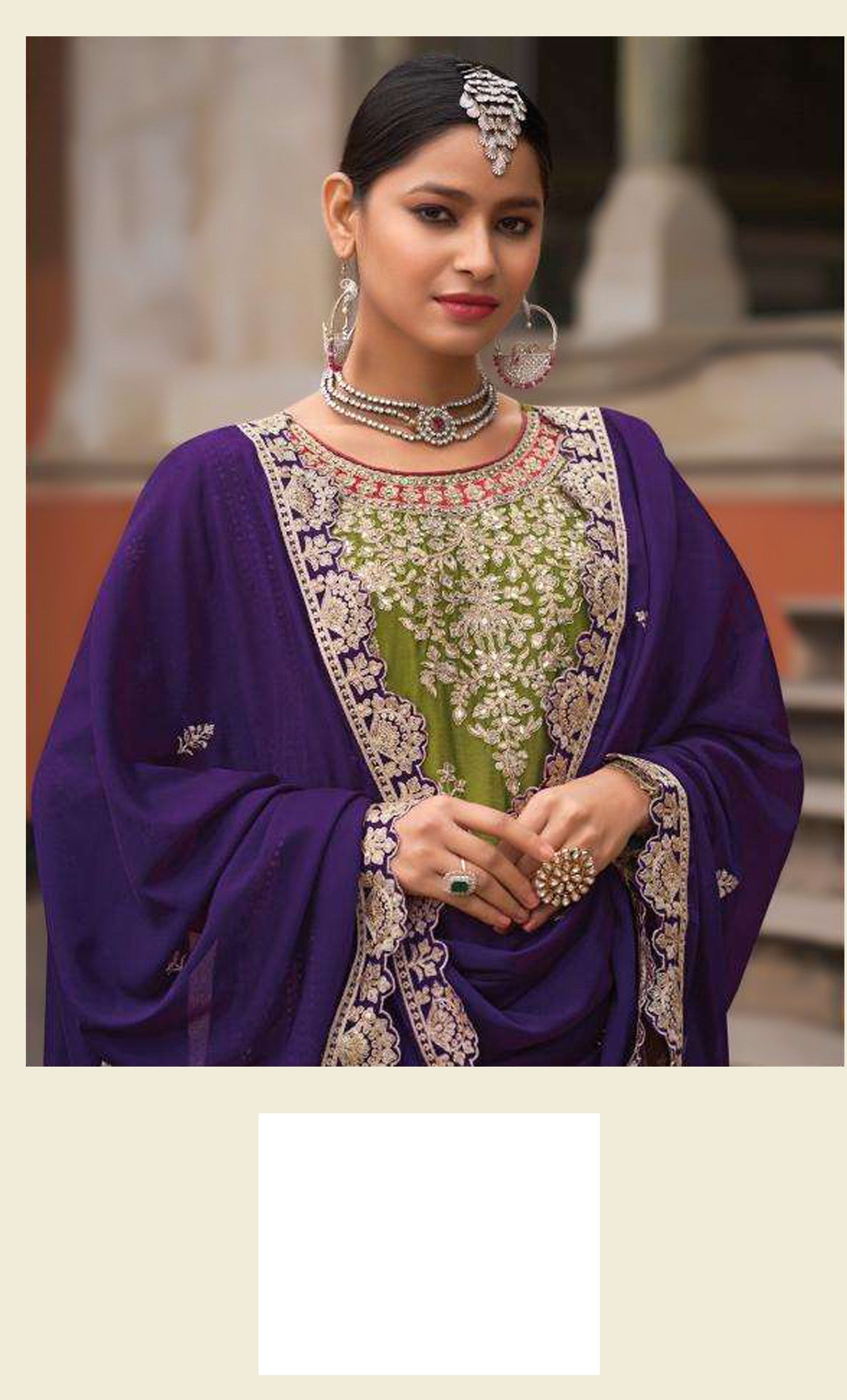 Aarshi Fashions Light Green Heavy Chinon Palazzo Salwar Suit