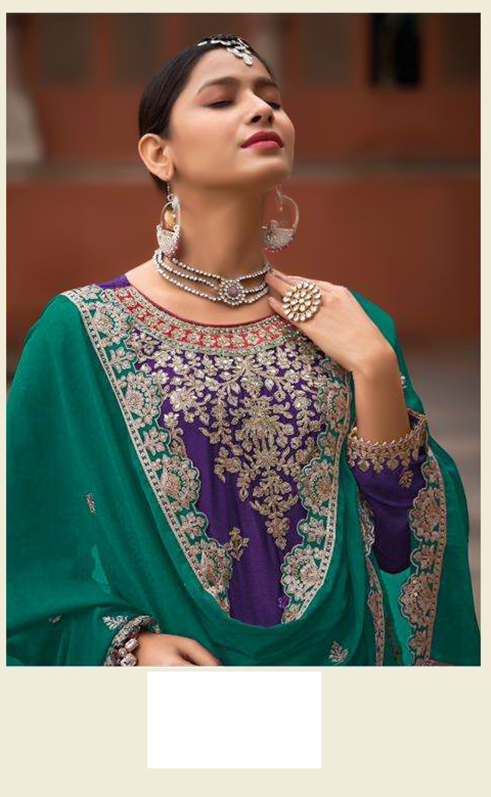 Aarshi Fashions Dark Blue Heavy Chinon Palazzo Salwar Suit