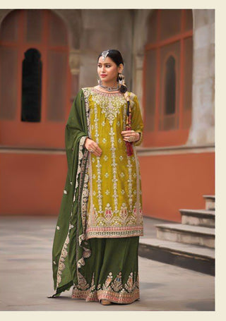 Aarshi Fashions Lemon Heavy Chinon Palazzo Salwar Suit