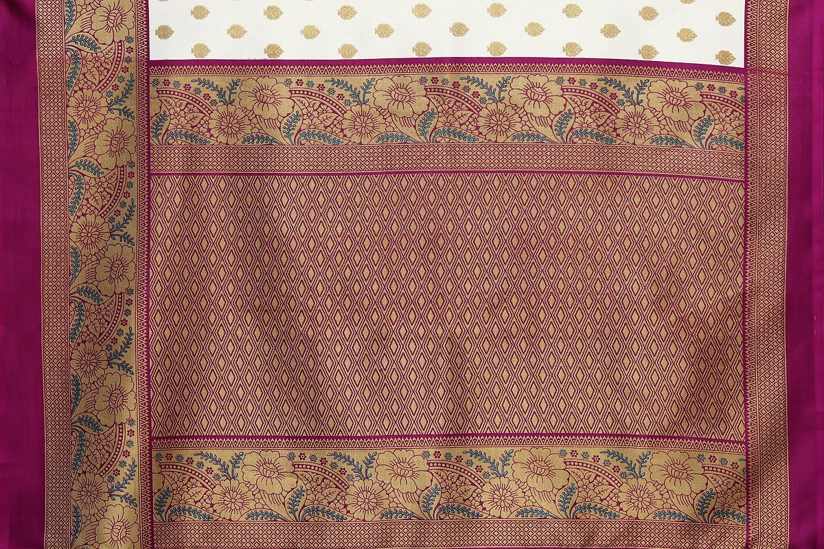 Vamika white & purple Printed Art Silk Saree - Distacart