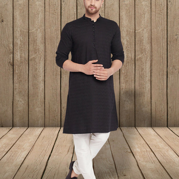 Even Apparels Men's Rayon Embroided Black Kurta - Distacart