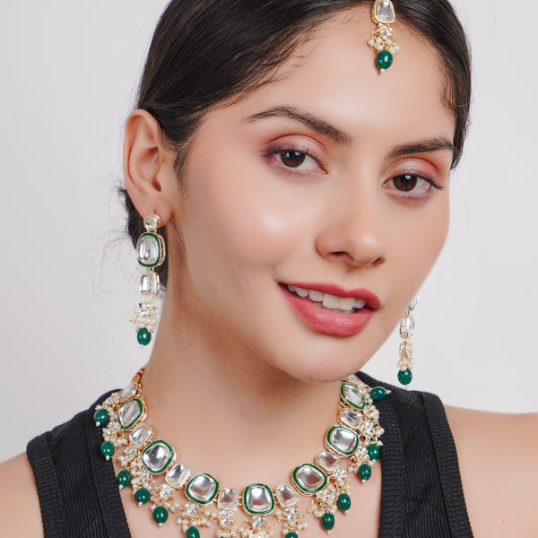 Divisha Alloy Gold-plated Green Fashion Jewellery Set - Distacart