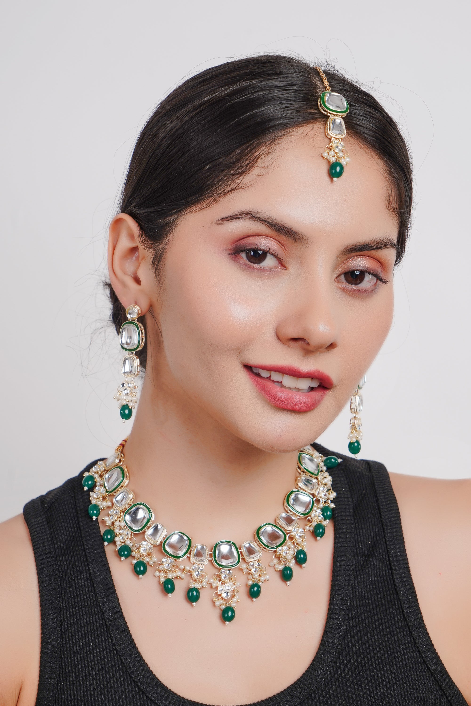 Divisha Alloy Gold-plated Green Fashion Jewellery Set - Distacart