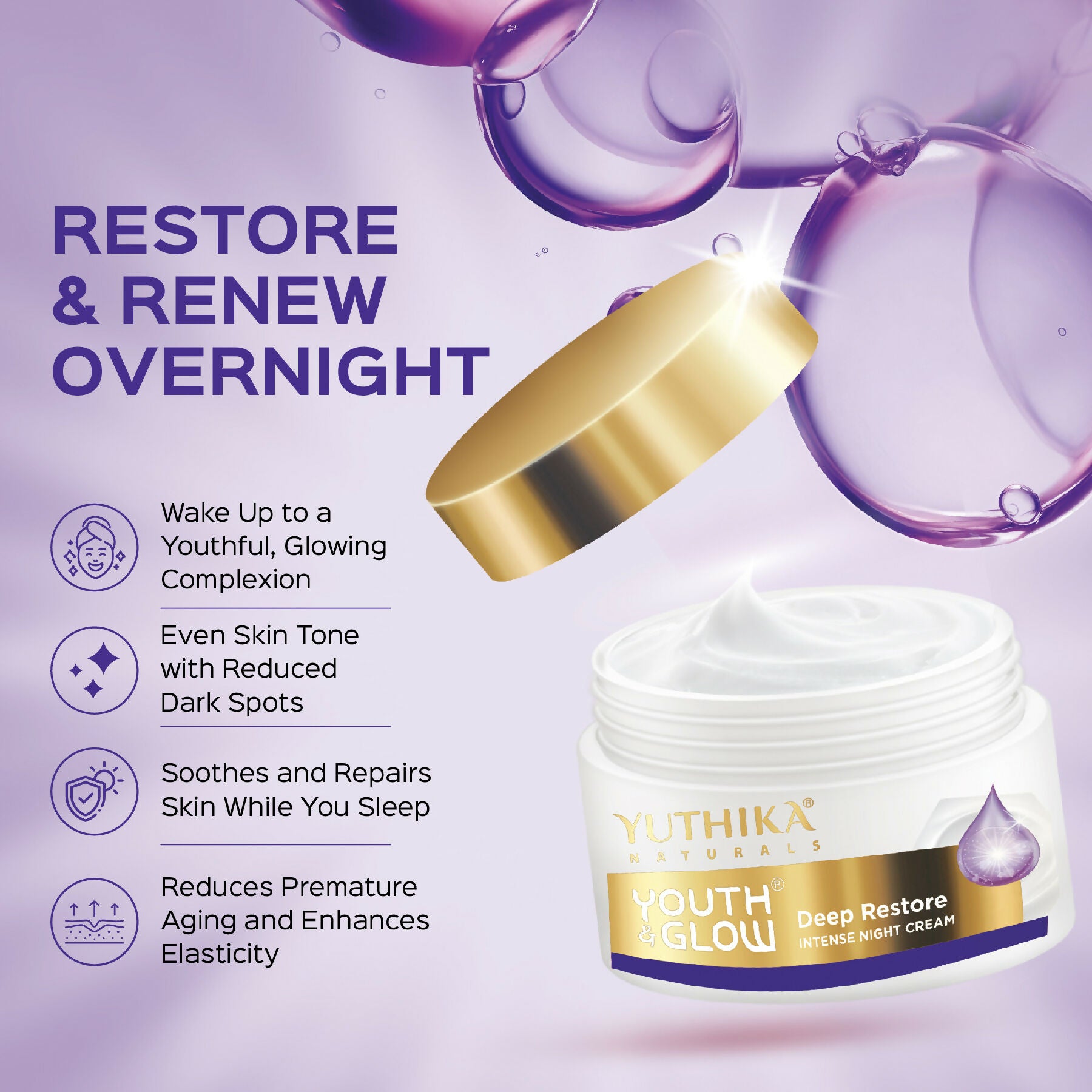 Yuthika Youth & Glow Deep Restore Night Cream For Women - Distacart