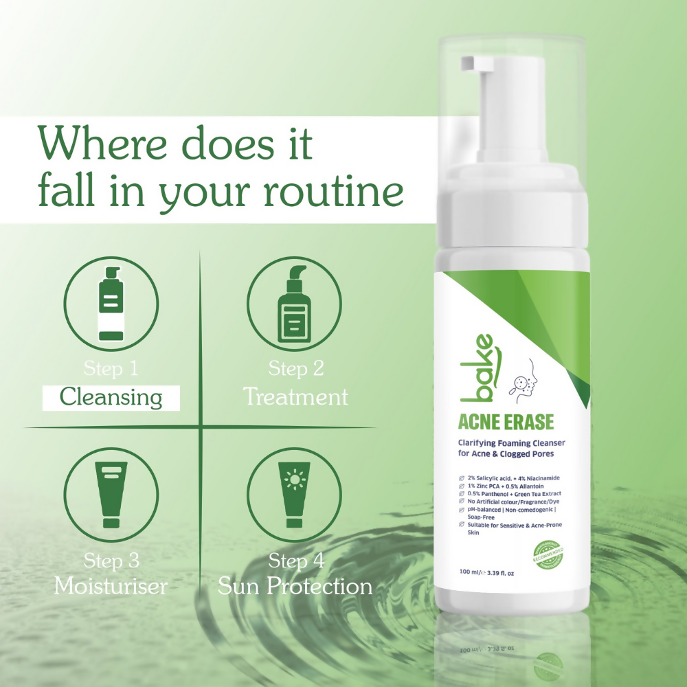 Bake Acne Erase Foaming Face Wash - Distacart