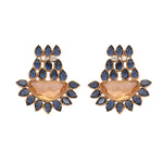 Thumbnail for Nuyug 22K Gold Plated Crystal Studded Contemporary Floral Shaped Stud Earrings