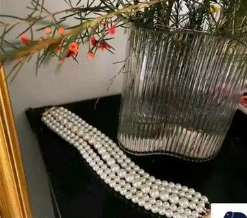 Jewel City White Multi-Strand Pearl Choker Necklace | Elegant Layered Pearl Statement Jewelry - Dista