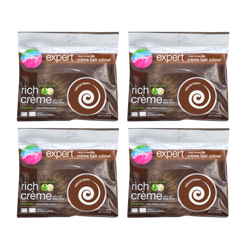 Godrej Expert Rich Creme Hair Colour - Natural Brown 4.00 (Pack of 4) - Distacart