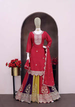 Thumbnail for Anaita Magenta Heavy Chinon Stitched Suit with Embroidery & Sequence Work - Distacart