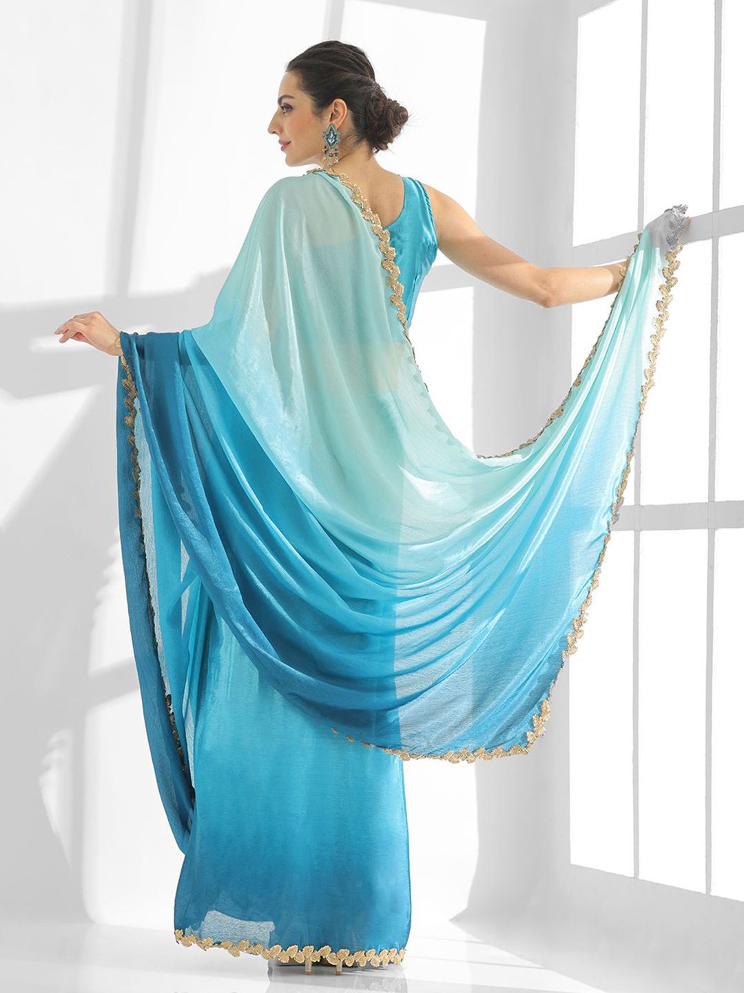 Mitera Women Satin Ombre Saree - Distacart