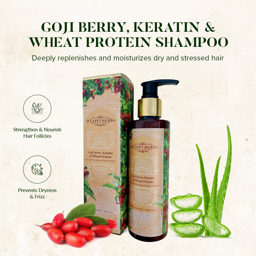 Haappyherbs Goji Berry, Keratin & Wheat Protein Shampoo - Distacart