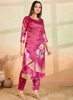 Thumbnail for Prazu Fashion Pink Printed Cotton Reyon Kurta Pant Set - Distacart