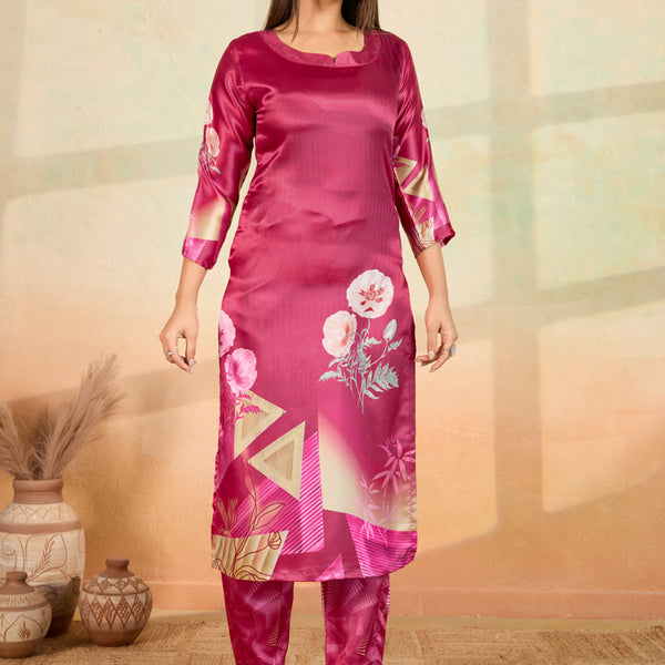 Prazu Fashion Pink Printed Cotton Reyon Kurta Pant Set - Distacart