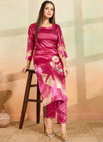 Thumbnail for Prazu Fashion Pink Printed Cotton Reyon Kurta Pant Set - Distacart