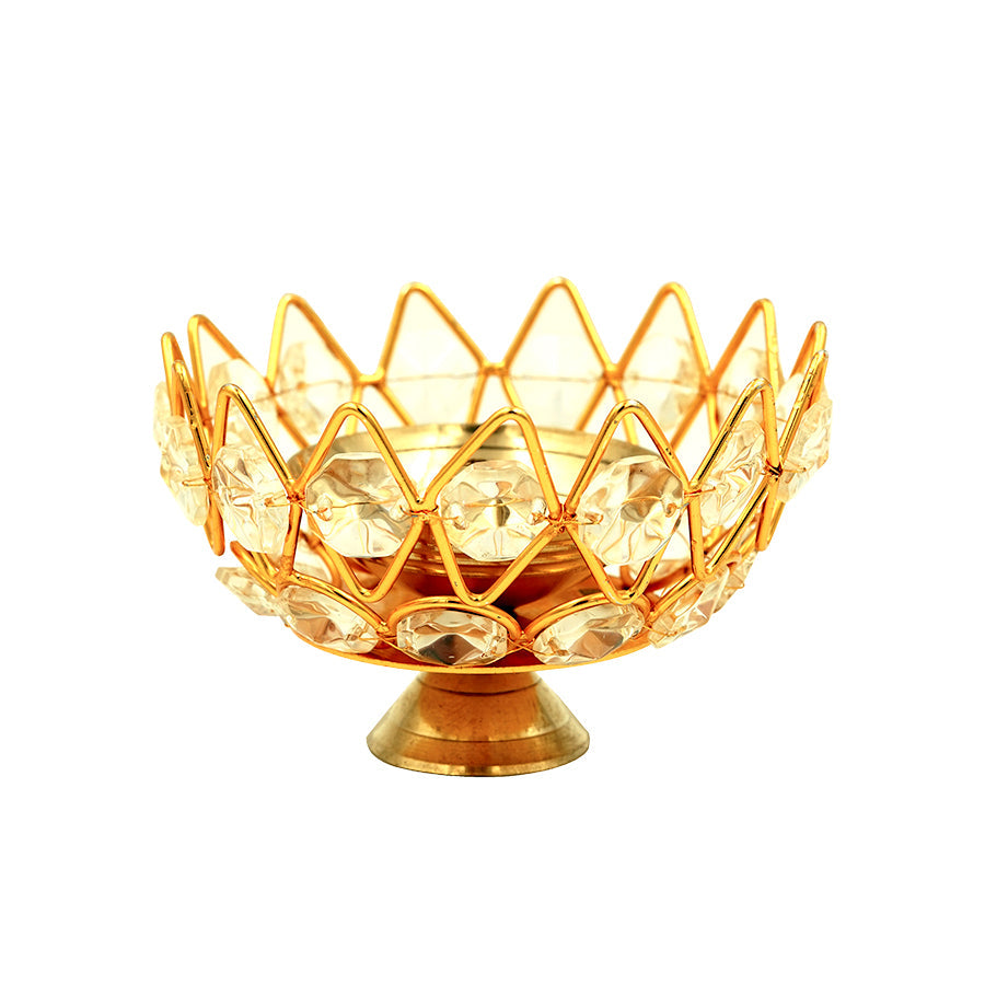 Shubhkart Nitya Brass Akhand Brahmand Crystal Diya - Distacart