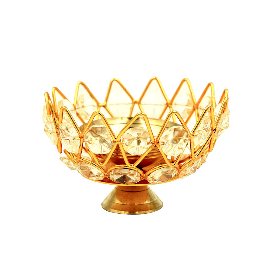 Shubhkart Nitya Brass Gomedh Crystal Pyali Diya (small) - Distacart