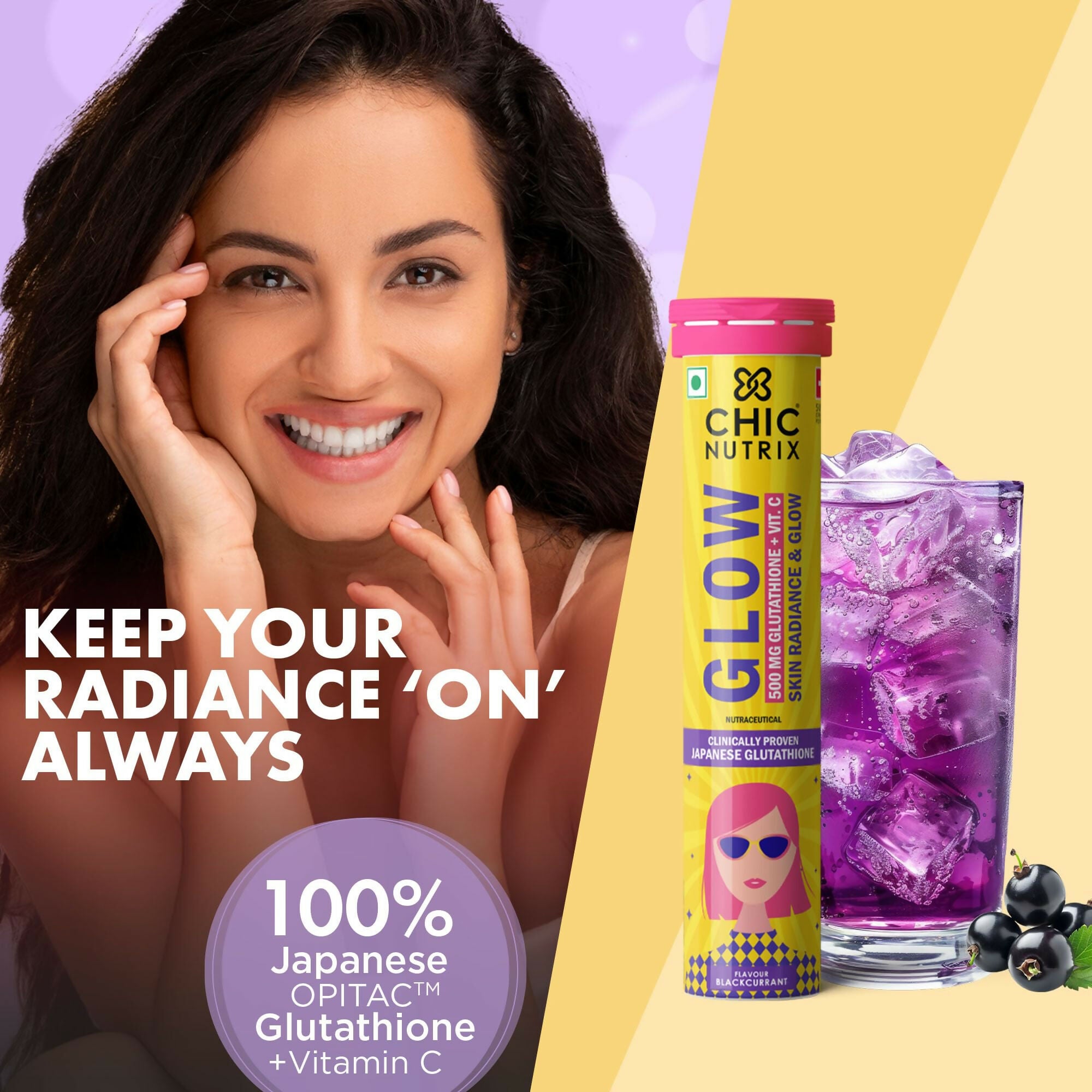 Buy Chicnutrix Glow 500mg Effervescent Tablets - Black Currant Flavour Buy Chicnutrix Glow 500mg Effervescent Tablets - Black Currant Flavour