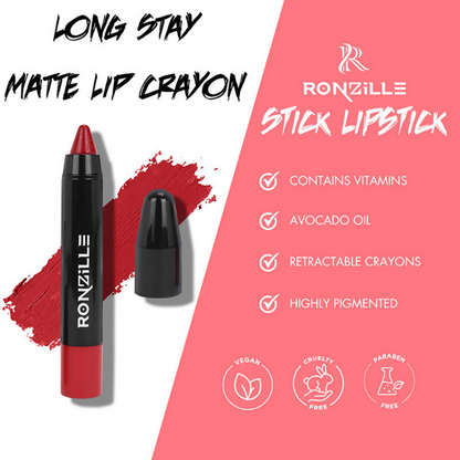 Ronzille Long Stay Matte Lip Crayon - Cherry Wood - Dista