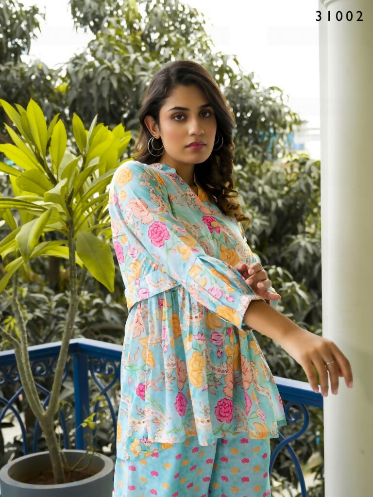 Casual Fashionable Multi Muslin Cotton co-ord set - Manya - Distacart