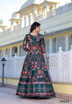 Thumbnail for Partywear Designer Green Dola Silk Anarkali suit with Dupatta - Suzen - Distacart