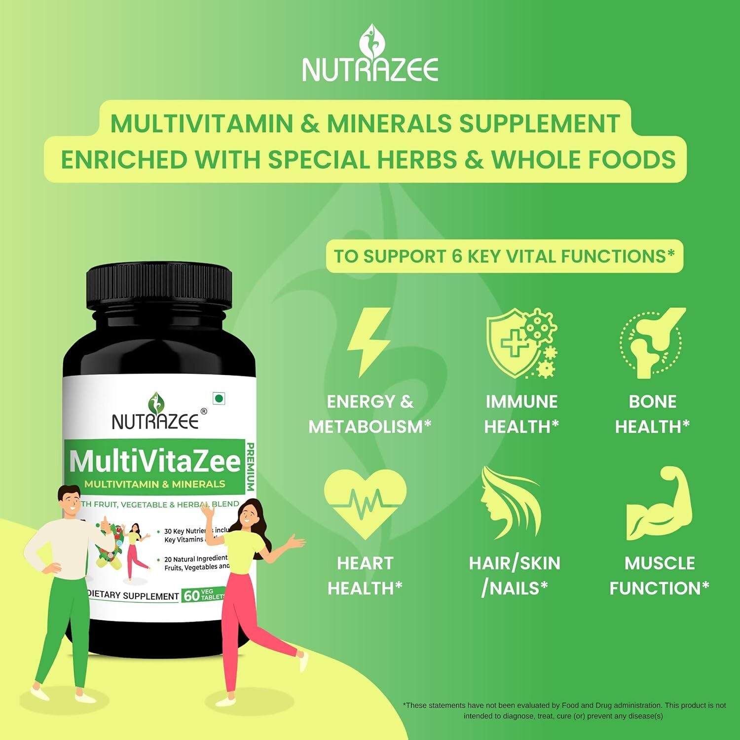Nutrazee MultiVitaZee Multivitamin & Minerals Tablets - Distacart