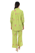 Thumbnail for Jaitra Apparels Green Embroidered Premium Pure Cotton Co-Ord Set For Women