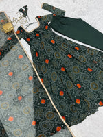 Thumbnail for Evanik Green Pure Lightweight Chiffon Bandhej Design Anarkali Pant With Dupatta