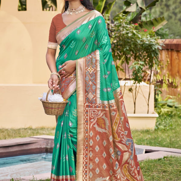 Anaita Olive Silk Saree With Blouse Piece - Distacart