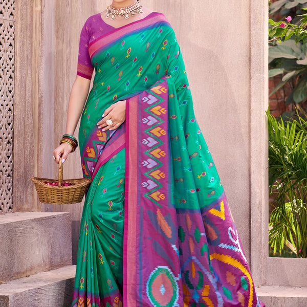 Anaita Green Silk Saree With Blouse Piece - Distacart