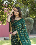 Thumbnail for Anaita Green Woven Design Pure Bandhej Silk Saree With Blouse - Distacart