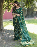 Thumbnail for Anaita Green Woven Design Pure Bandhej Silk Saree With Blouse - Distacart