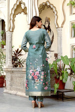 Thumbnail for The52 Women Gorgeous Chanderi Cotton Fabric Straight Kurta, Pant and Dupatta Set