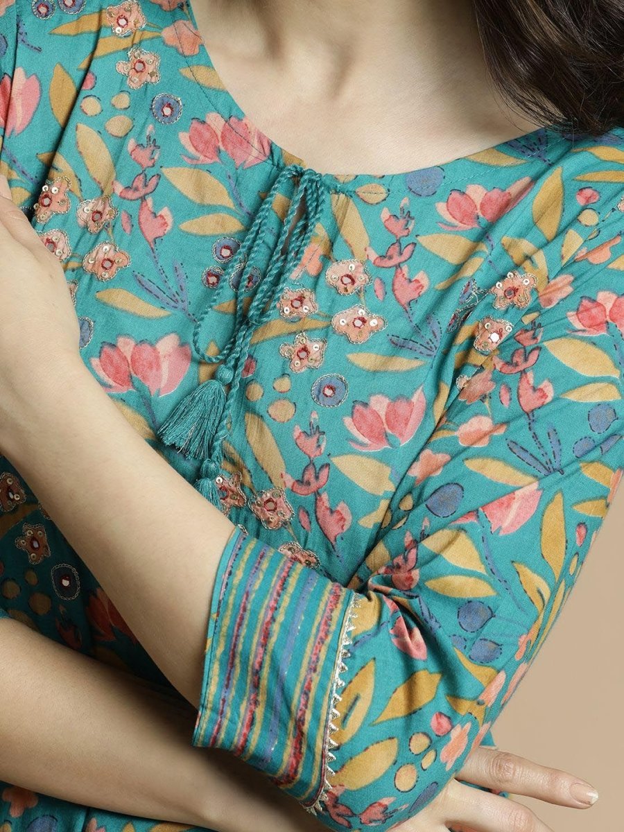 Anouk Women Embroidered Regular Thread Work Kurta with Trousers & With Dupatta - Distacart