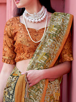 Thumbnail for NOZ2TOZ Women's Banarasi Silk Beige Printed Designer Saree With Blouse Piece - Distacart
