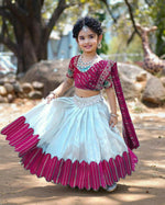 Thumbnail for Jyoti Fashion Classy Wine Heavy Chenille Sequins Embroidered Kids Lehenga Choli Set - Distacart