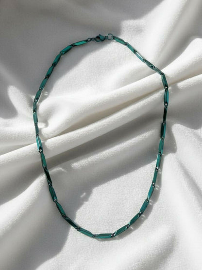 NVR Men's Handcrafted Green Rhodium Plated Chain - Distacart