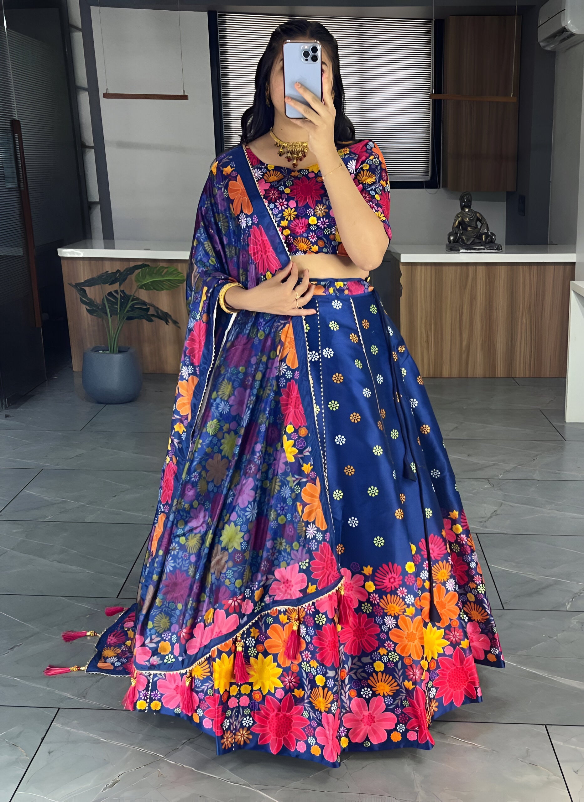 Lehenga Mart Exclusive Printed lehenga Choli for Wedding Wear - Royal Blue - Distacart