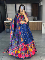 Thumbnail for Lehenga Mart Exclusive Printed lehenga Choli for Wedding Wear - Royal Blue - Distacart