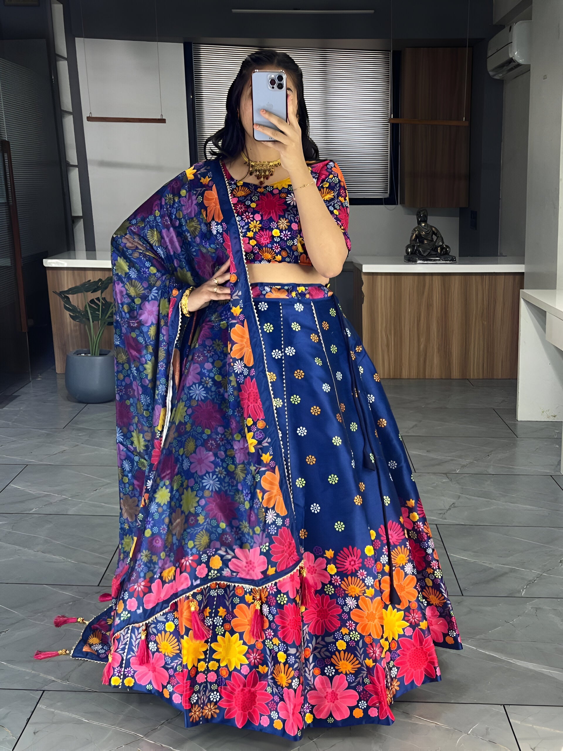 Lehenga Mart Exclusive Printed lehenga Choli for Wedding Wear - Royal Blue - Distacart