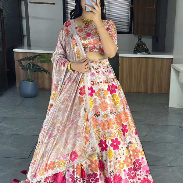 Lehenga Mart Exclusive Printed lehenga Choli for Wedding Wear - White - Distacart