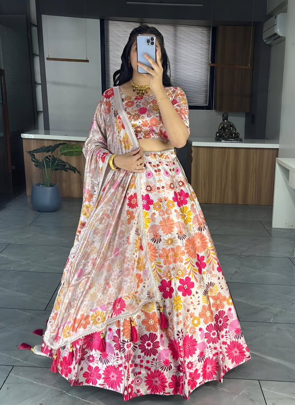 Lehenga Mart Exclusive Printed lehenga Choli for Wedding Wear - White - Distacart