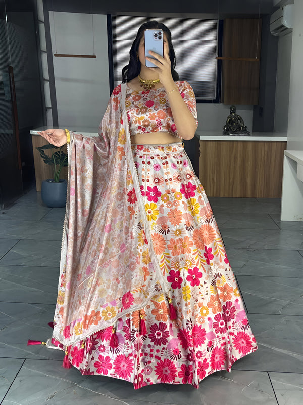 Lehenga Mart Exclusive Printed lehenga Choli for Wedding Wear - White - Distacart