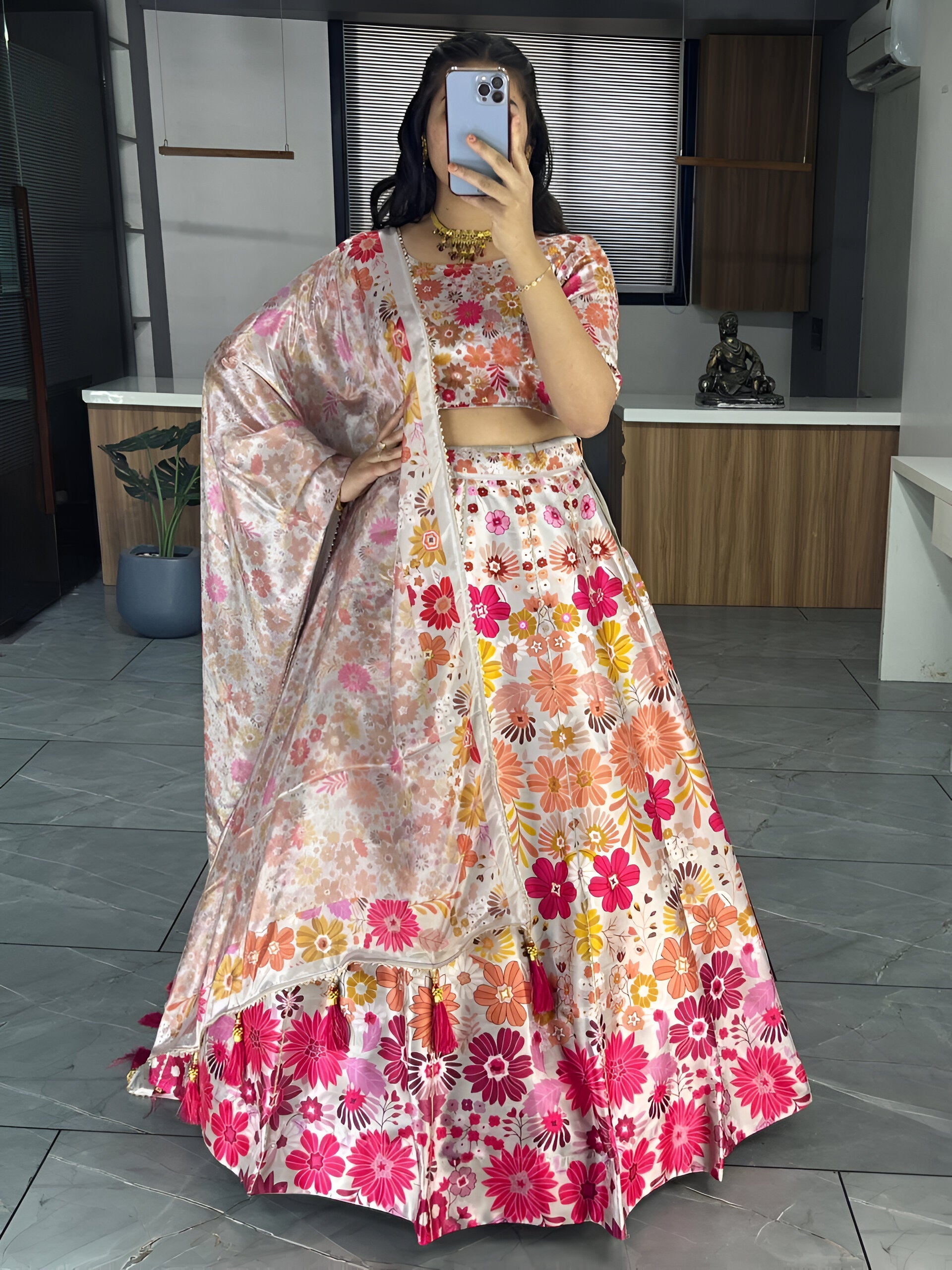 Lehenga Mart Exclusive Printed lehenga Choli for Wedding Wear - White - Distacart