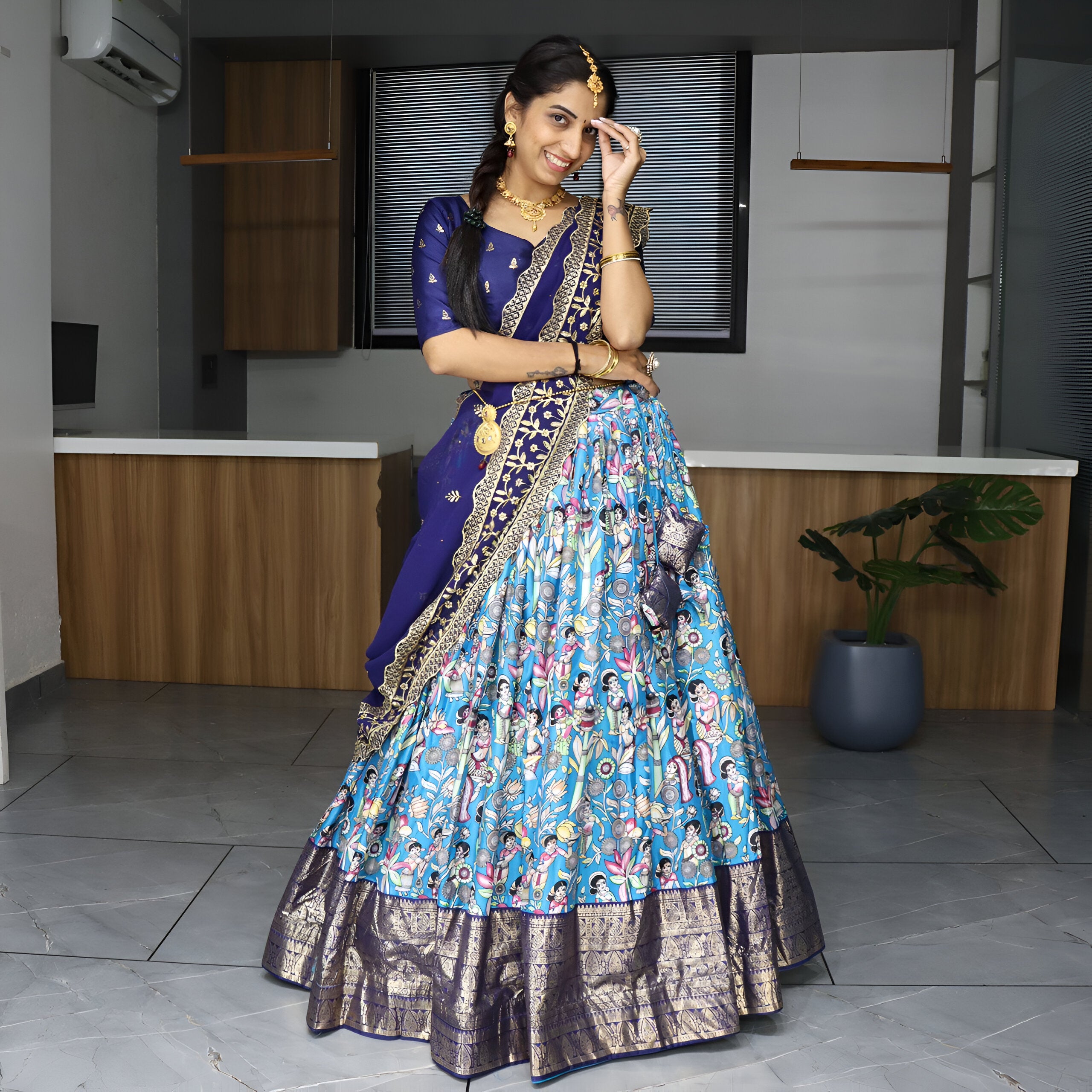 Lehenga Mart Designer Bollywood Style Wedding Lehenga Choli - Firozi - Distacart