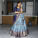 Thumbnail for Lehenga Mart Designer Bollywood Style Wedding Lehenga Choli - Firozi - Distacart