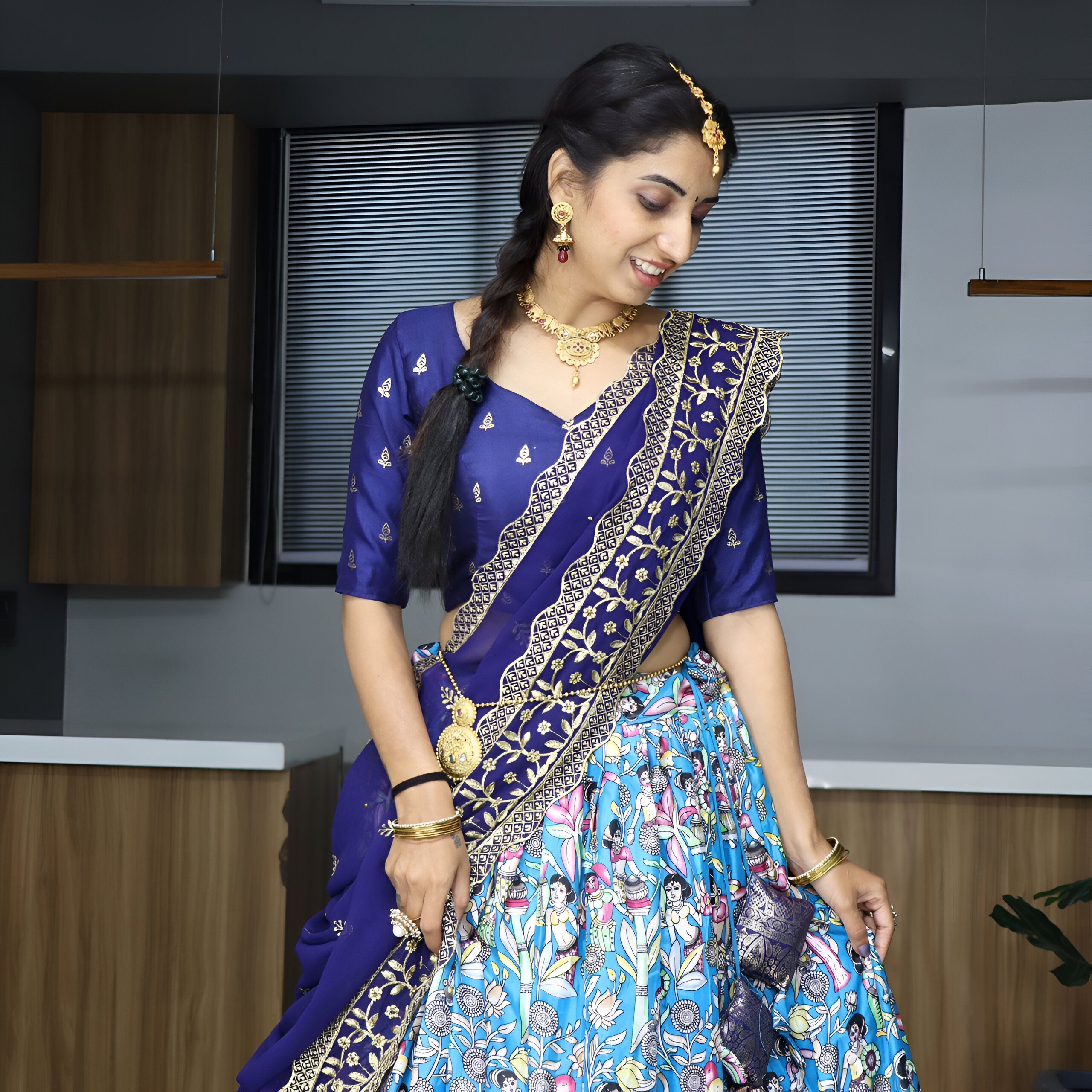 Lehenga Mart Designer Bollywood Style Wedding Lehenga Choli - Firozi - Distacart