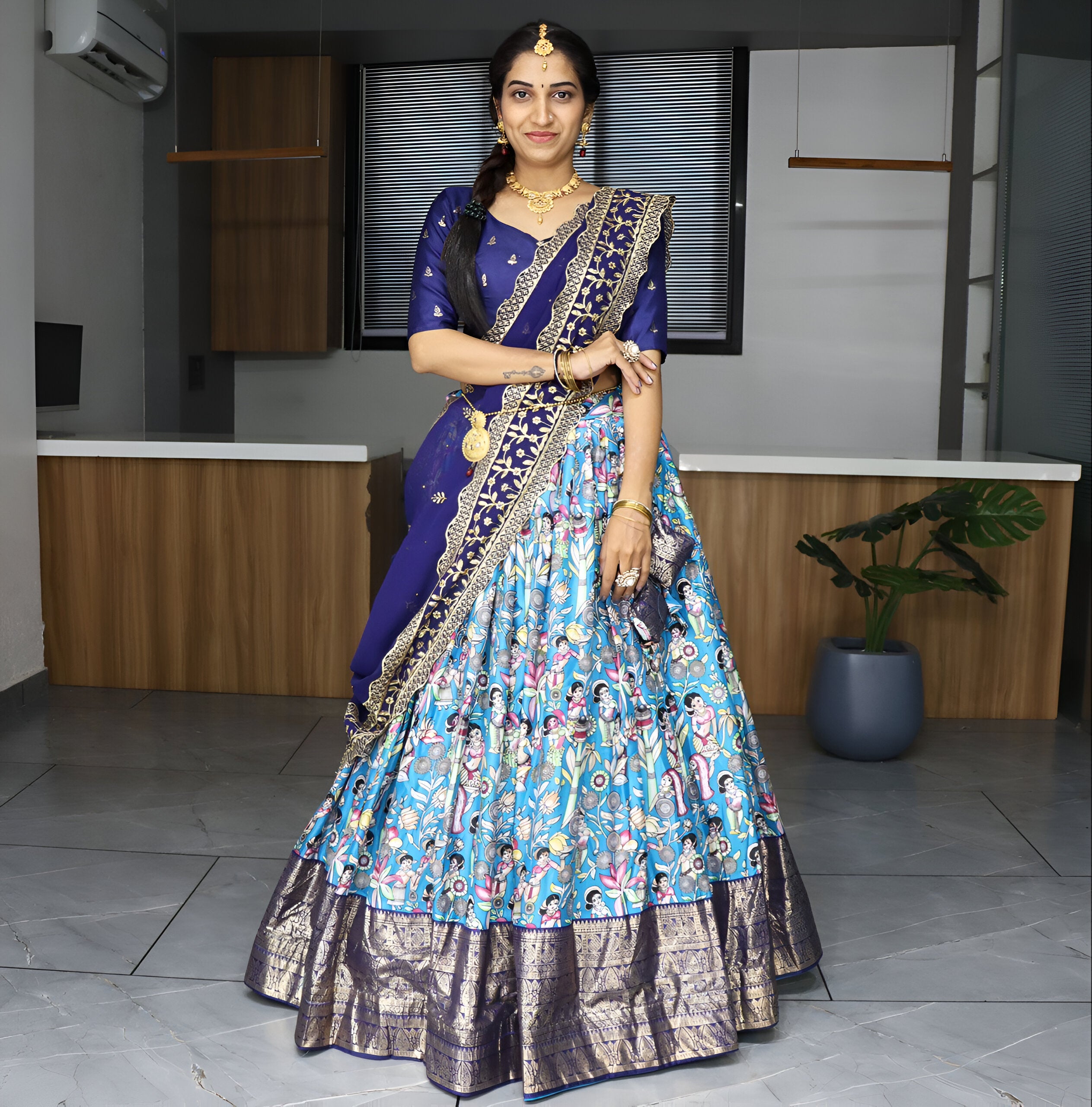 Lehenga Mart Designer Bollywood Style Wedding Lehenga Choli - Firozi - Distacart