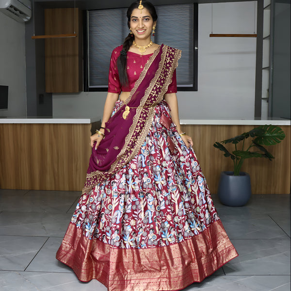Lehenga Mart Designer Bollywood Style Wedding Lehenga Choli - Wine - Distacart